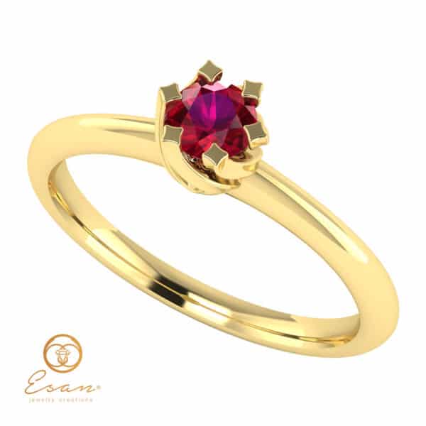 Inel de logodna solitaire cu rubin din aur ES1