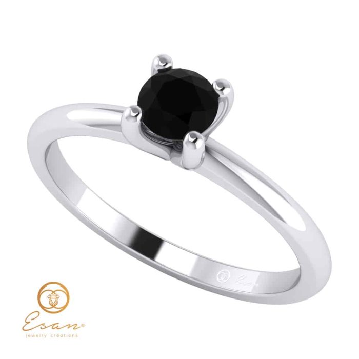 Inel de logodna din aur cu diamant negru ES57