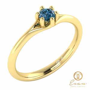 inel de logodna din aur cu diamant albastru ES14-G