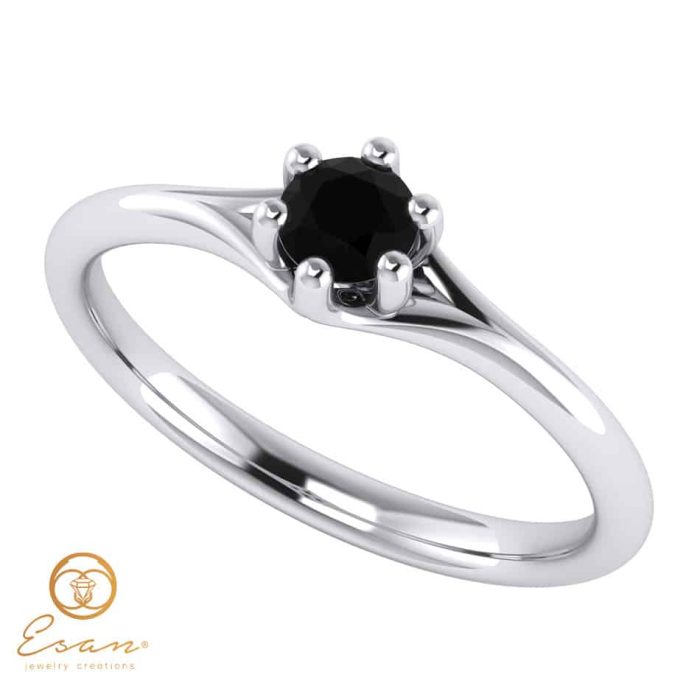 inel de logodna din aur cu diamant negru