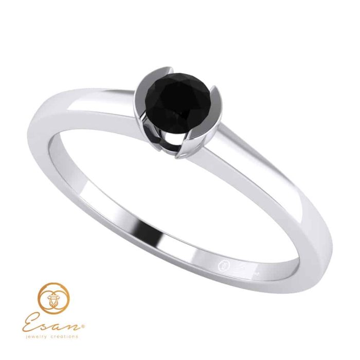 Inel de logodna din aur cu diamant negru ES39-A