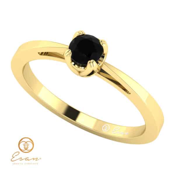 Inel de logodna din aur cu diamant negru solitaire ES24