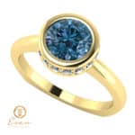 Inel de logodna din aur cu diamant albastru si diamante ES69