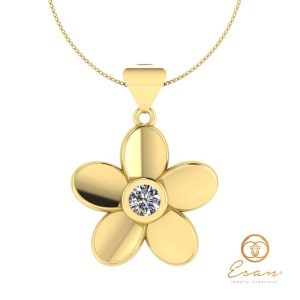 Pandantiv din aur cu diamant model floral ESP4