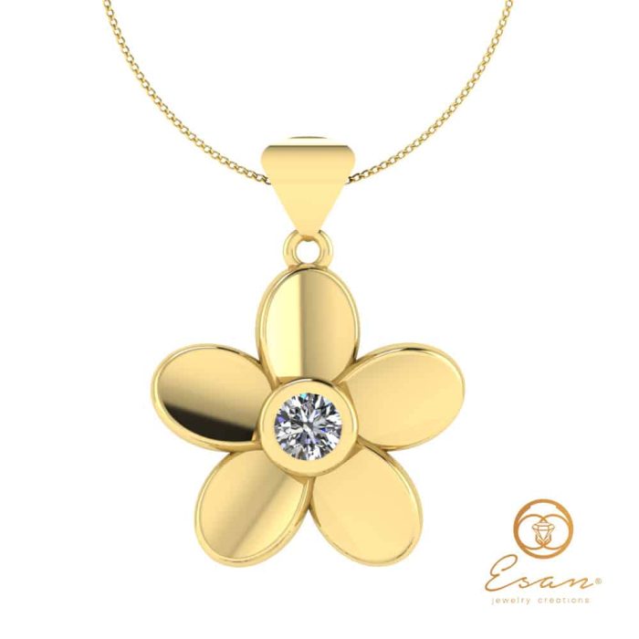 Pandantiv din aur cu diamant model floral ESP4