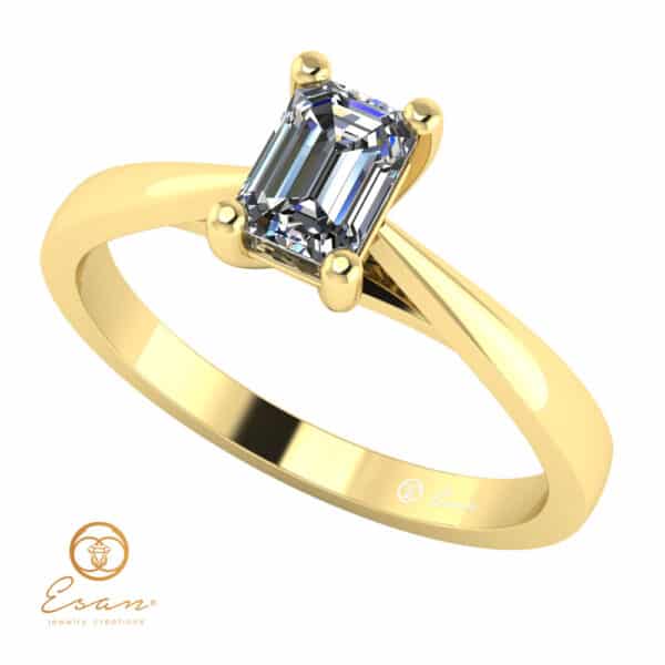 Inel de logodna din aur cu diamant emerald