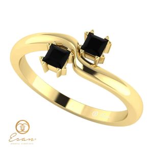 Inel de logodna din aur cu diamante negre ES85