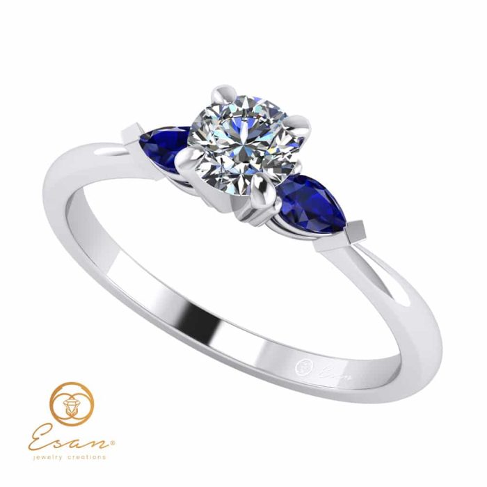 Inel de logodna din aur cu safire si diamant ES133