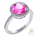 Inel de logodna din aur cu safir roz si diamante ESSR147