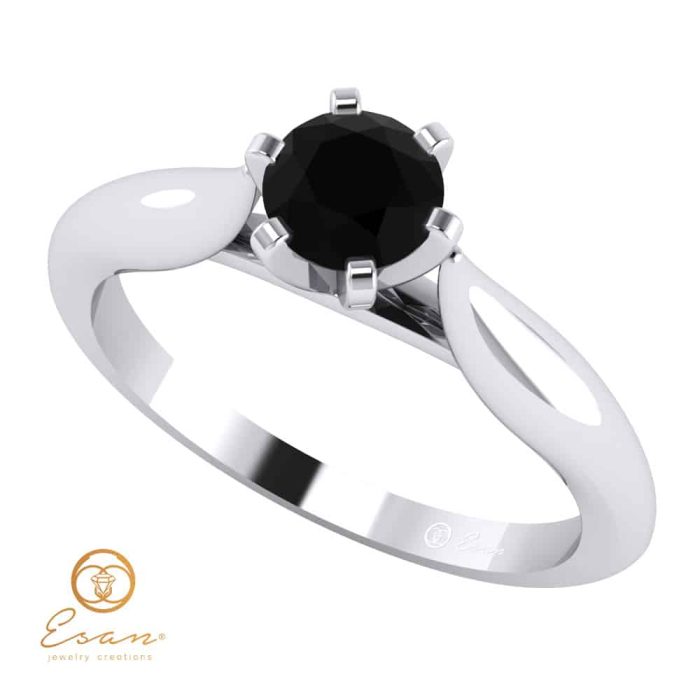 Inel de logodna din aur cu diamant negru ES131