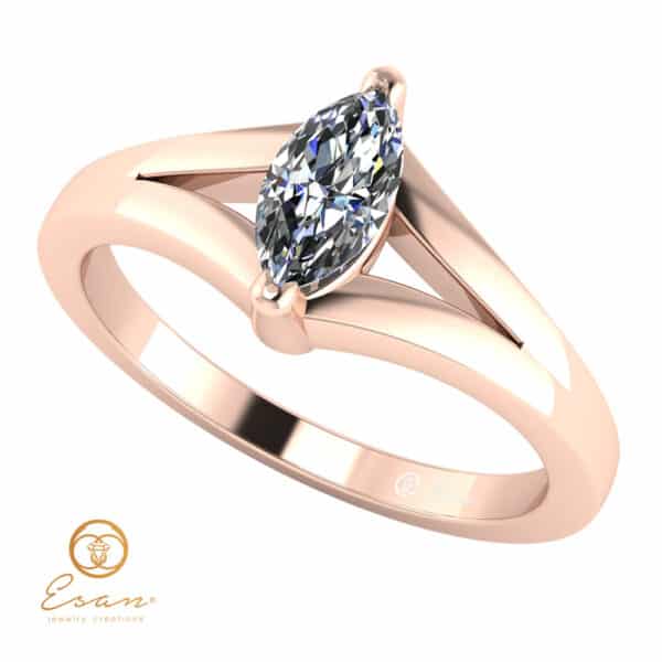 Inel de logodna din aur cu diamant marquise model solitaire ES140