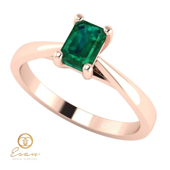 Inel de logodna din aur cu smarald natural model solitaire ES149