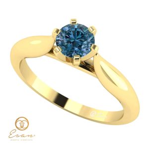 Inel de logodna din aur cu diamant albastru