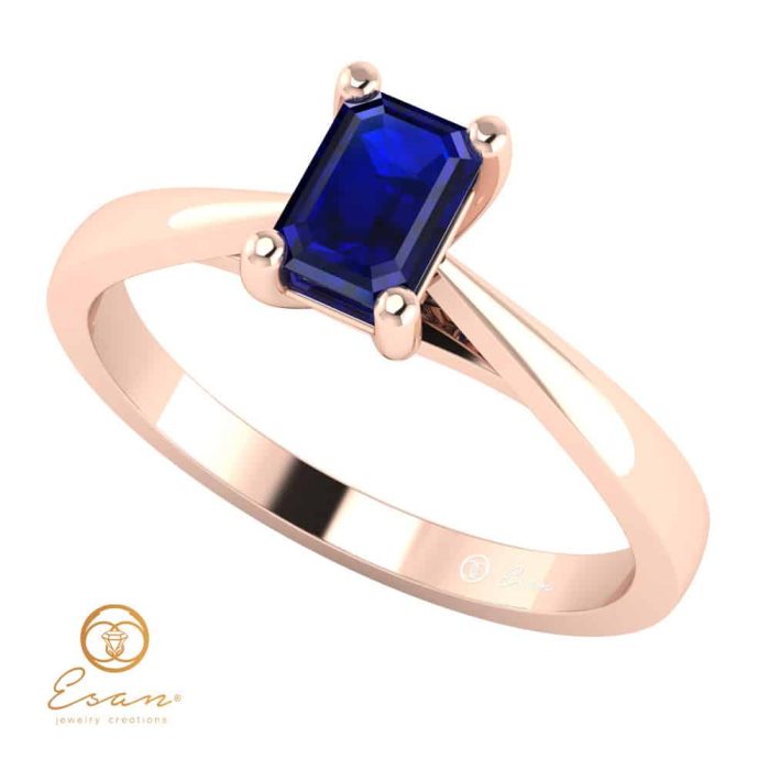 Inel de logodna din aur cu safir natural model solitaire ES149