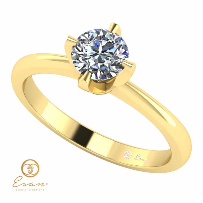 Inel de logodna solitaire cu diamant incolor ESD137
