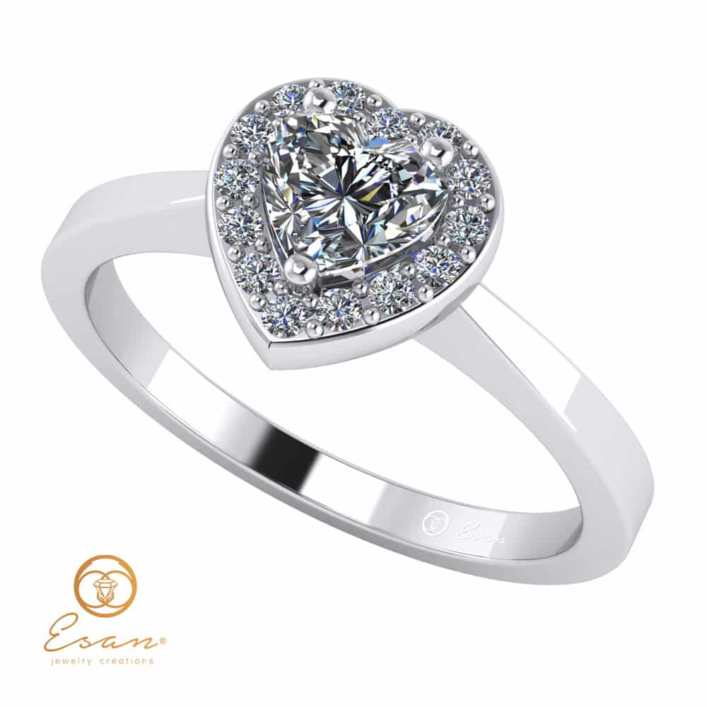 ozone Accessible Variety Inel de logodna din aur cu diamant inima ES146 - Esan