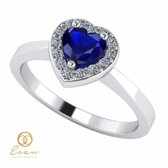 inel de logodna din aur cu safir si diamante