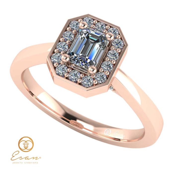 de logodna din aur cu diamant emerald si diamante