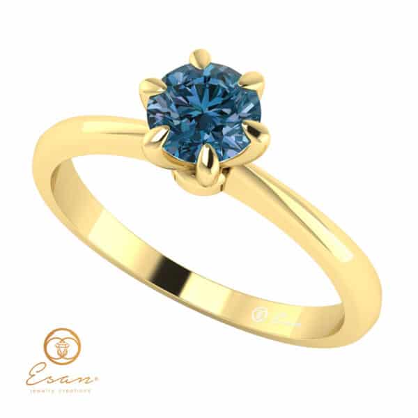Inel de logodna cu diamant albastru