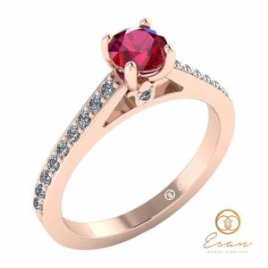 Inel de logodna cu rubinsi diamante naturale ES89