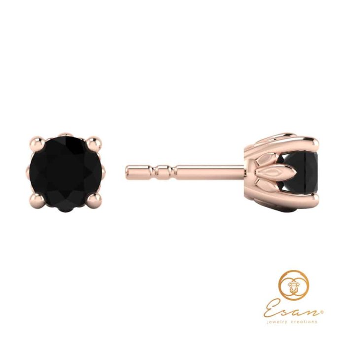 Cercei din aur cu diamant negru model stud