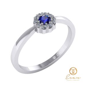 inel de logodna anturaj cu safir si diamante ES74-R