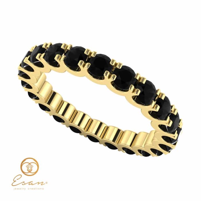 Inel de logodna cu diamante negre eternity