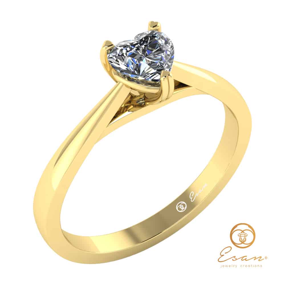 Abolished Rarity oven Inel de logodna din aur cu diamant inima solitaire ES126