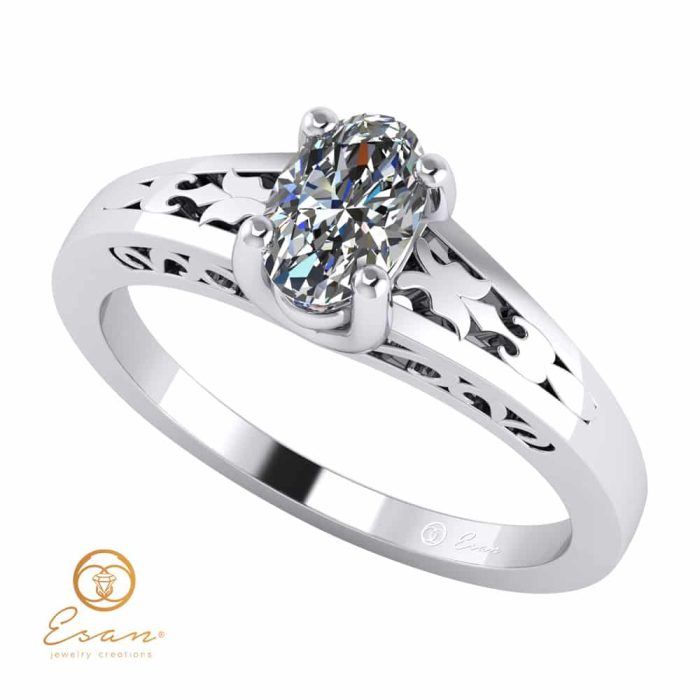 Inel de logodna din aur cu diamant oval ESD127