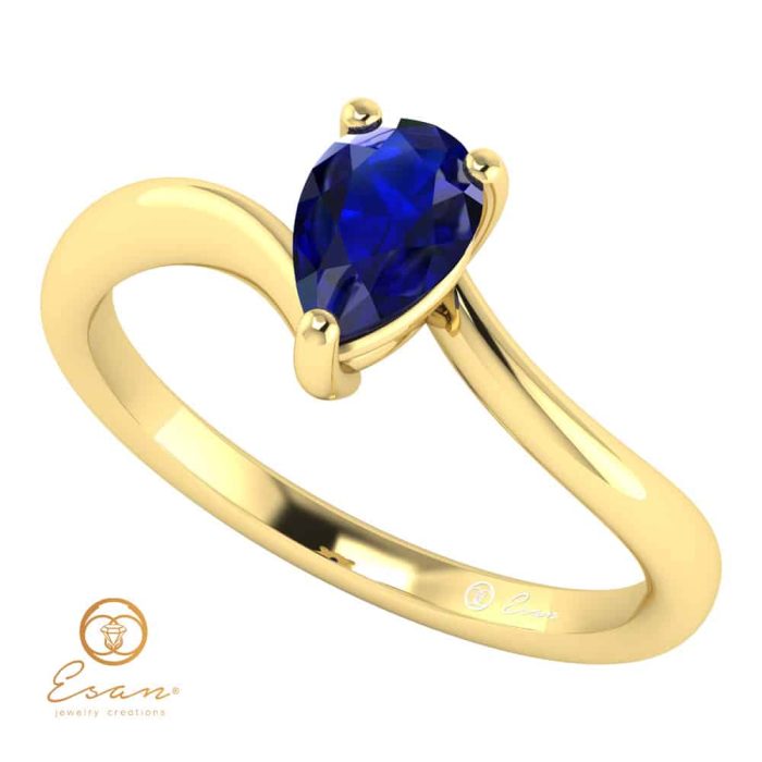Inel de logodna din aur cu safir lacrima model solitaire