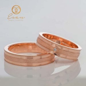 Verighete din aur roz latime 4 mm cu diamant ESV95