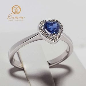 Inel de logodna cu safir inima si diamante-ES146