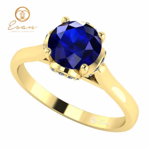 Inel de logodna din aur cu safir si diamante ES152
