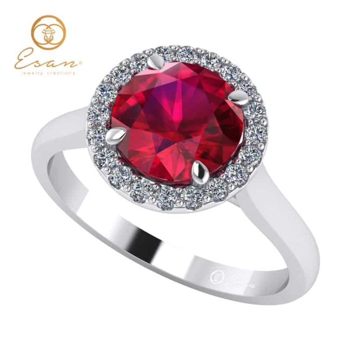 Inel de logodna din aur cu rubin si diamante ES151