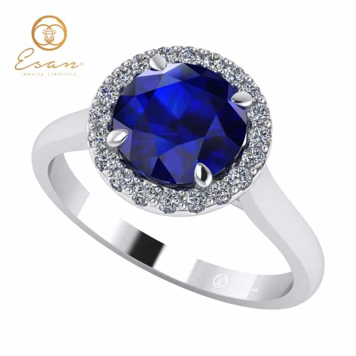 Inel de logodna din aur cu safir si diamante ES151