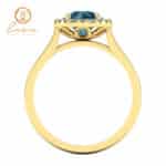 Inel din aur galben cu diamant albastru si diamante ES151