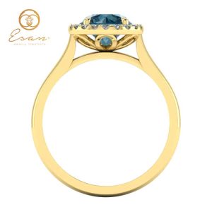 Inel din aur galben cu diamant albastru si diamante ES151