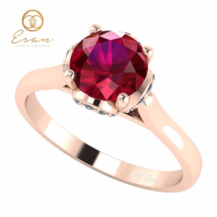 Inel din aur cu rubin si diamante ES152