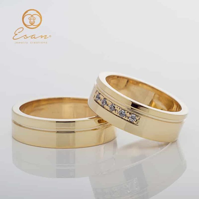 Verighete din aur galben 14k cu diamante ESV139