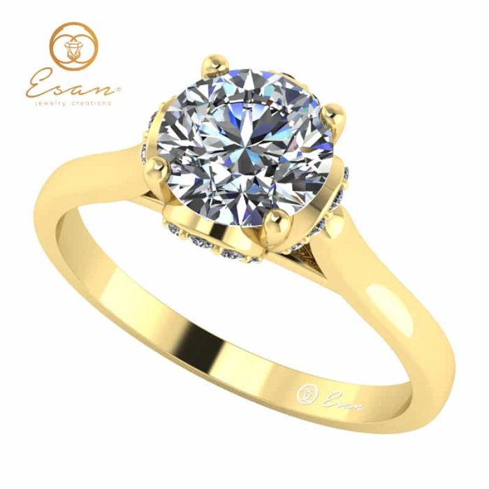 de logodna din aur cu diamant si diamante ES152