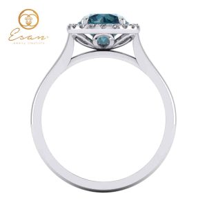 Inel de logodna cu diamant albastru si diamante ES151