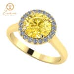 Inel de logodna cu diamant galben si diamante ES151