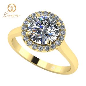 Inel de logodna din aur cu diamant rotund si diamante ES151
