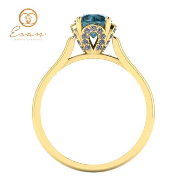 Inel de logodna din aur galben cu diamant albastru ES152