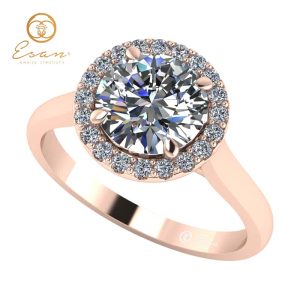 Inel de logodna din aur roz cu diamante ES151
