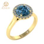 Inel din aur cu diamant albastru si diamante ES151