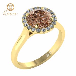 Inel din aur cu diamant coniac si diamante naturale-ES151