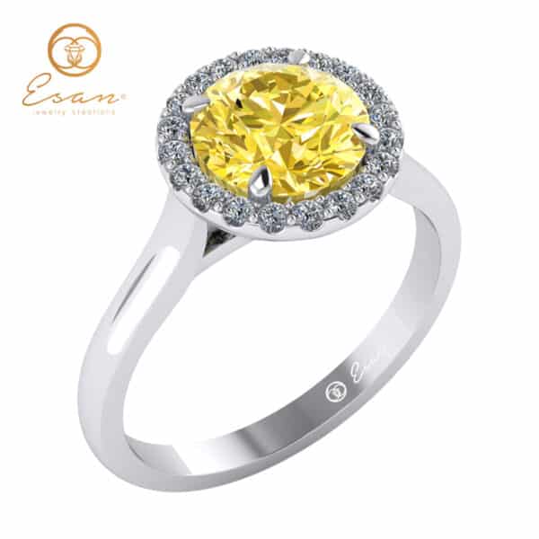 Inel din aur cu diamant galben si diamante ES151