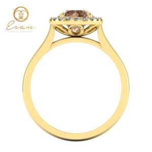 Inel din aur galben cu diamant coniac si diamante ES151