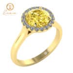 Inel din aur galben cu diamant galben si diamante ES151
